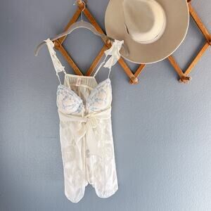 Inner Secrets White and Blue Bridal lingerie babydoll soft sexy